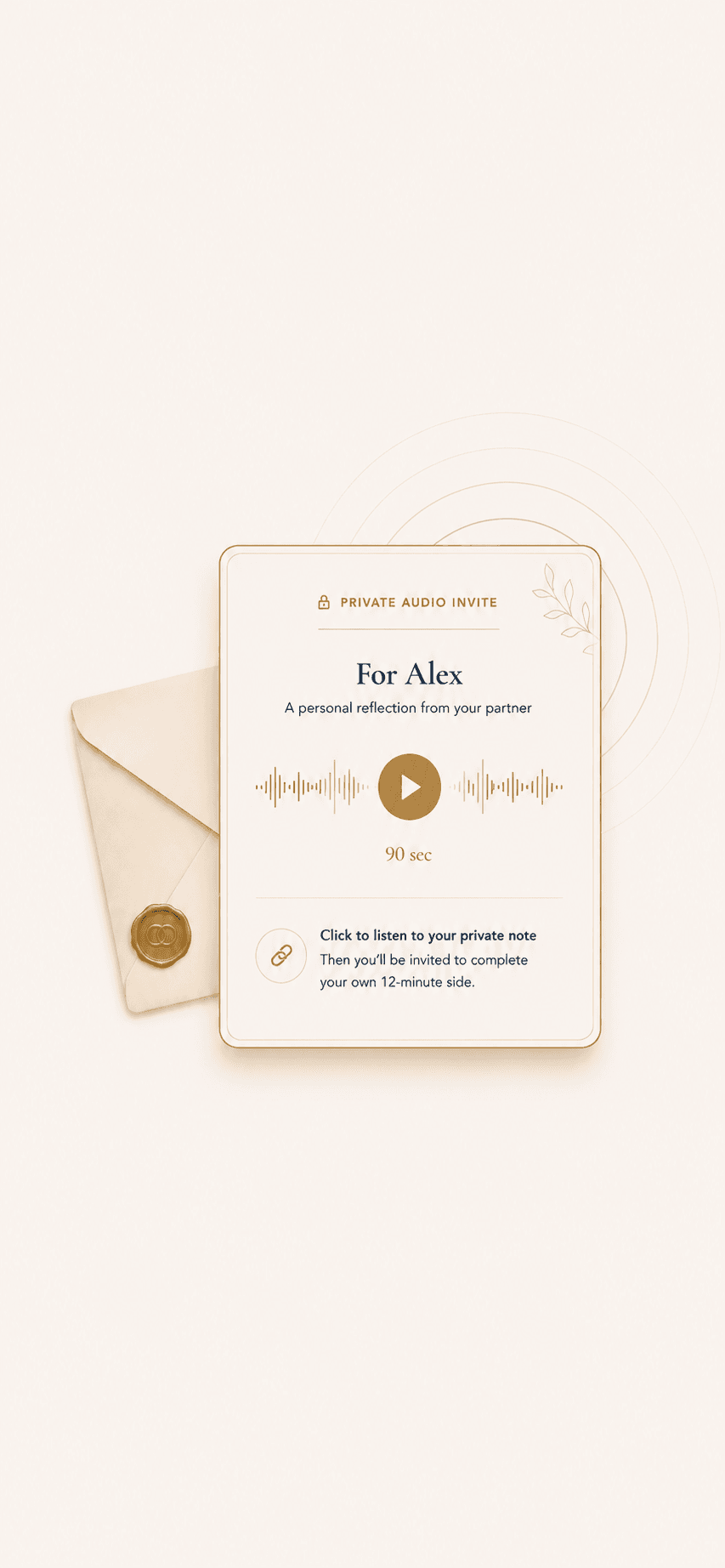 Private audio invite preview card for a partner.